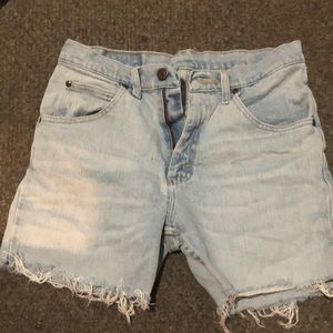 Blue high rise denim shorts